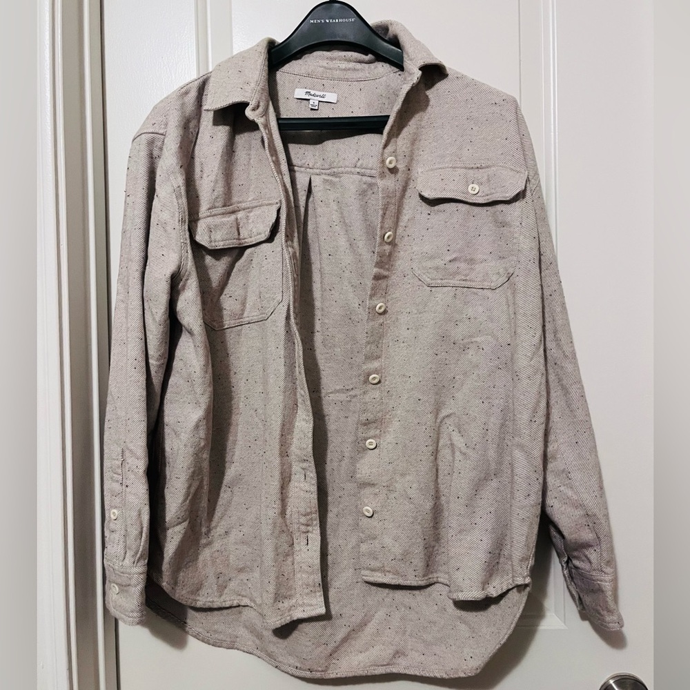 Madewell Cream Donegal Flannel Shacket button up shirt - Picture 10 of 13
